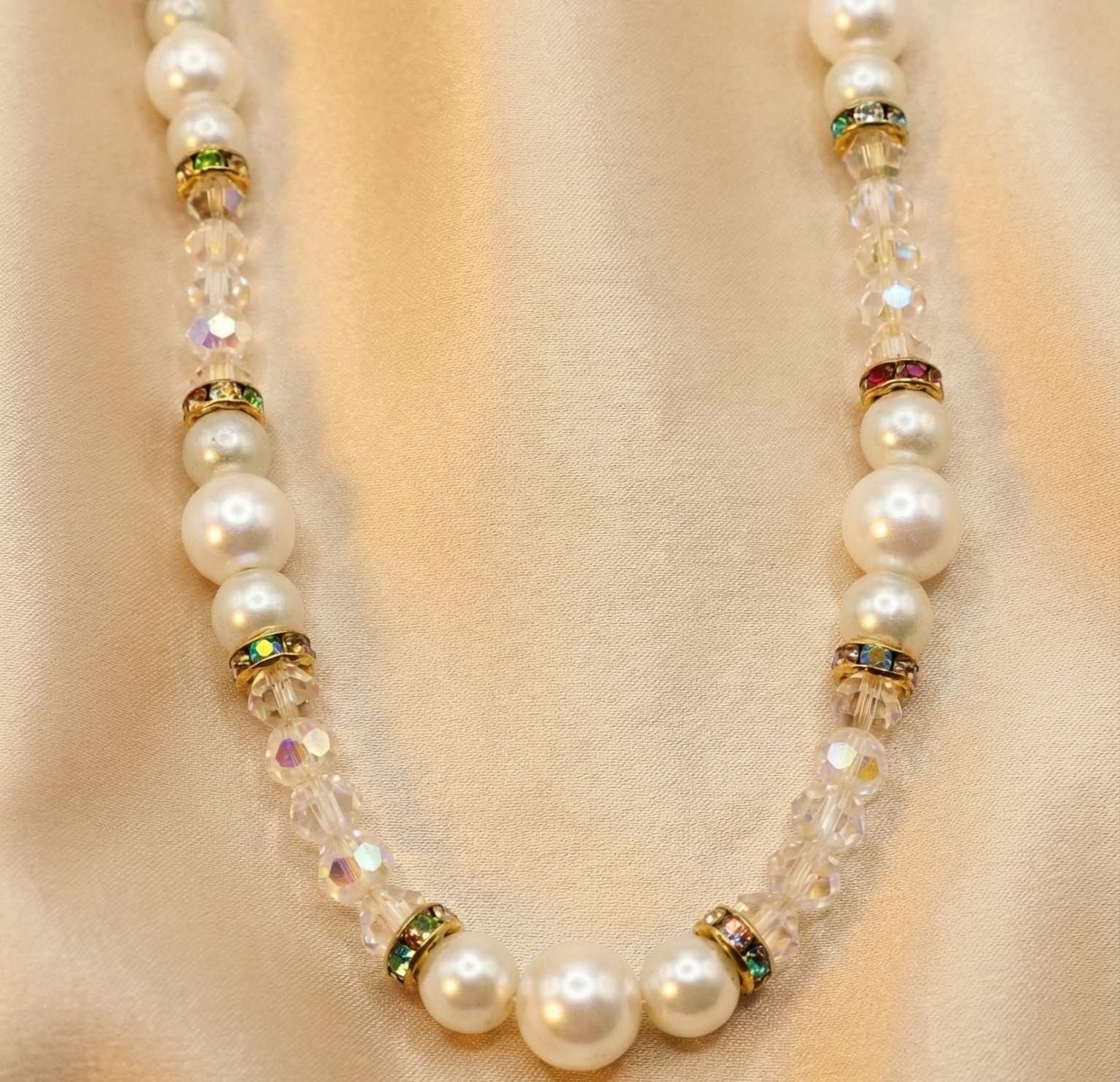 Rainbow Halo Pearl Necklace